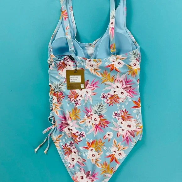 Nip Tuck Swim MultiCup Bra 1 Piece Bathing Suite Blue Floral Size 6 - Picture 2 of 3